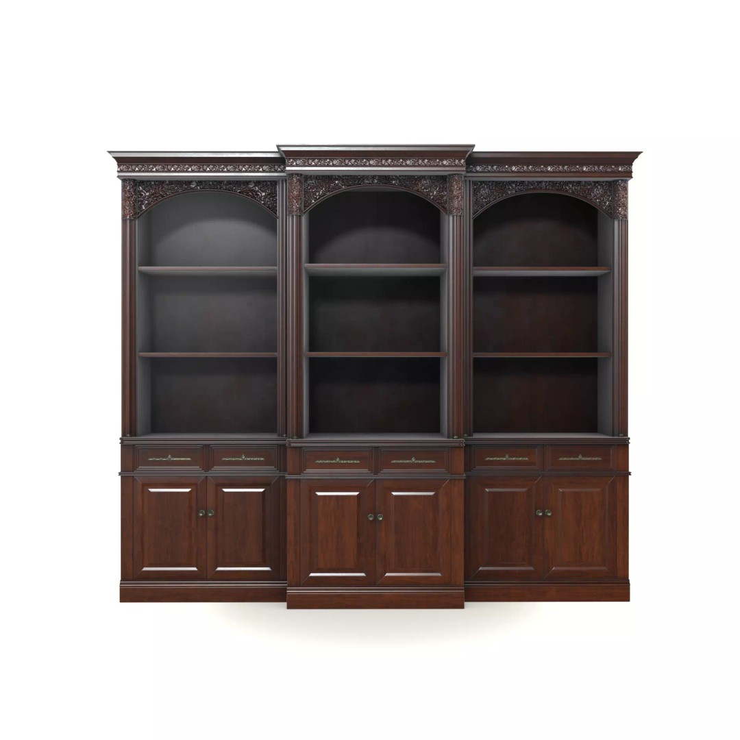 Vintage Mahogany Bookcase 3D Model – Low Poly Furniture, FBX, Blender - View 2