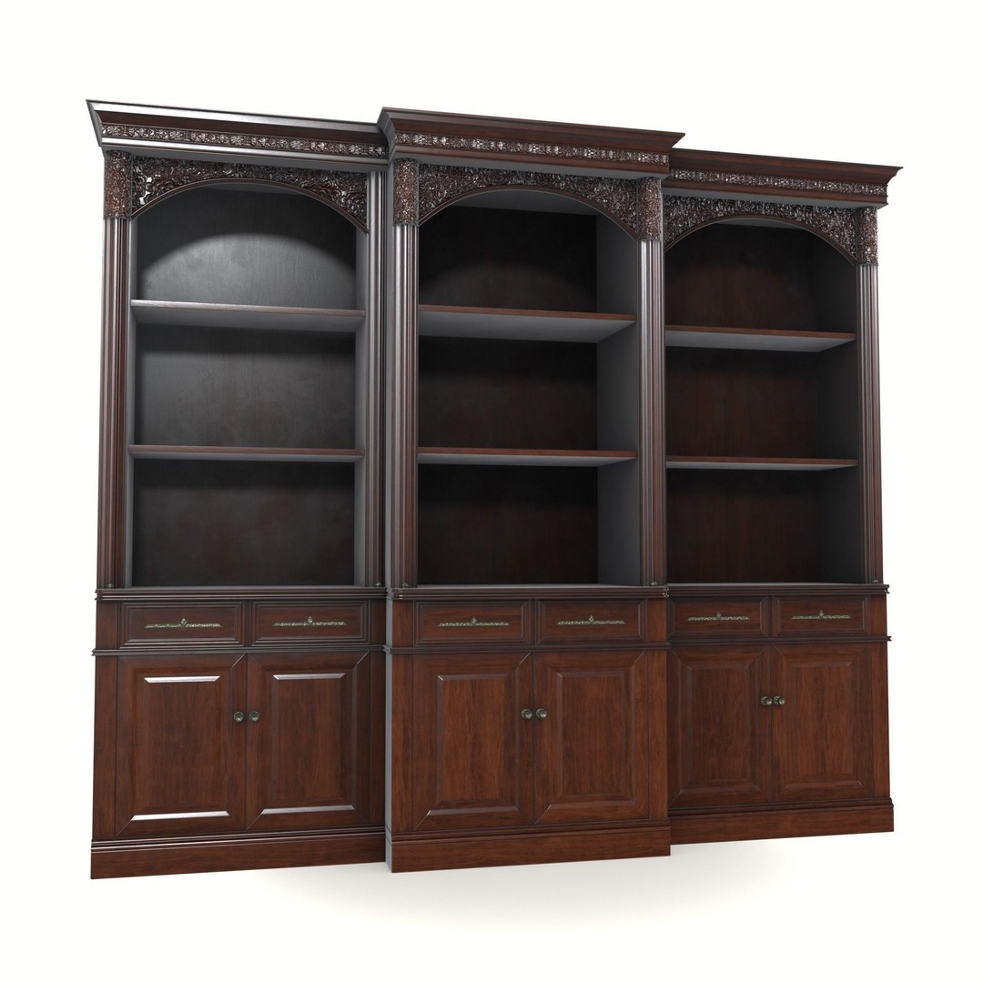 Vintage Mahogany Bookcase 3D Model – Low Poly Furniture, FBX, Blender - View 5