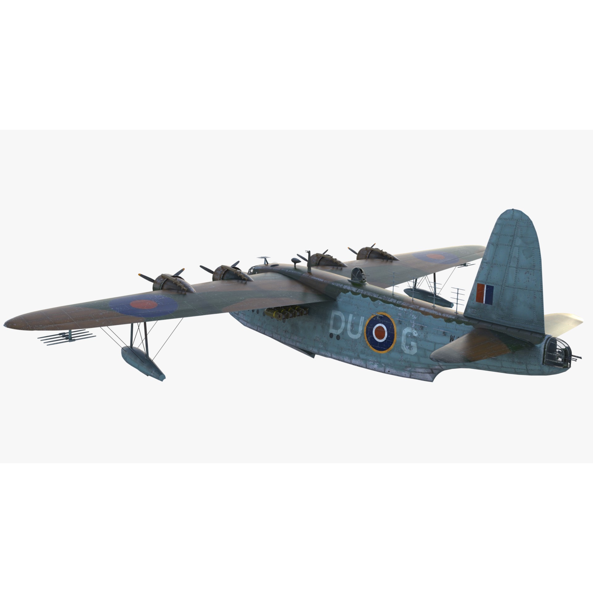 Short S.25 Sunderland - Low-Poly Game-Ready 3D Model - View 12