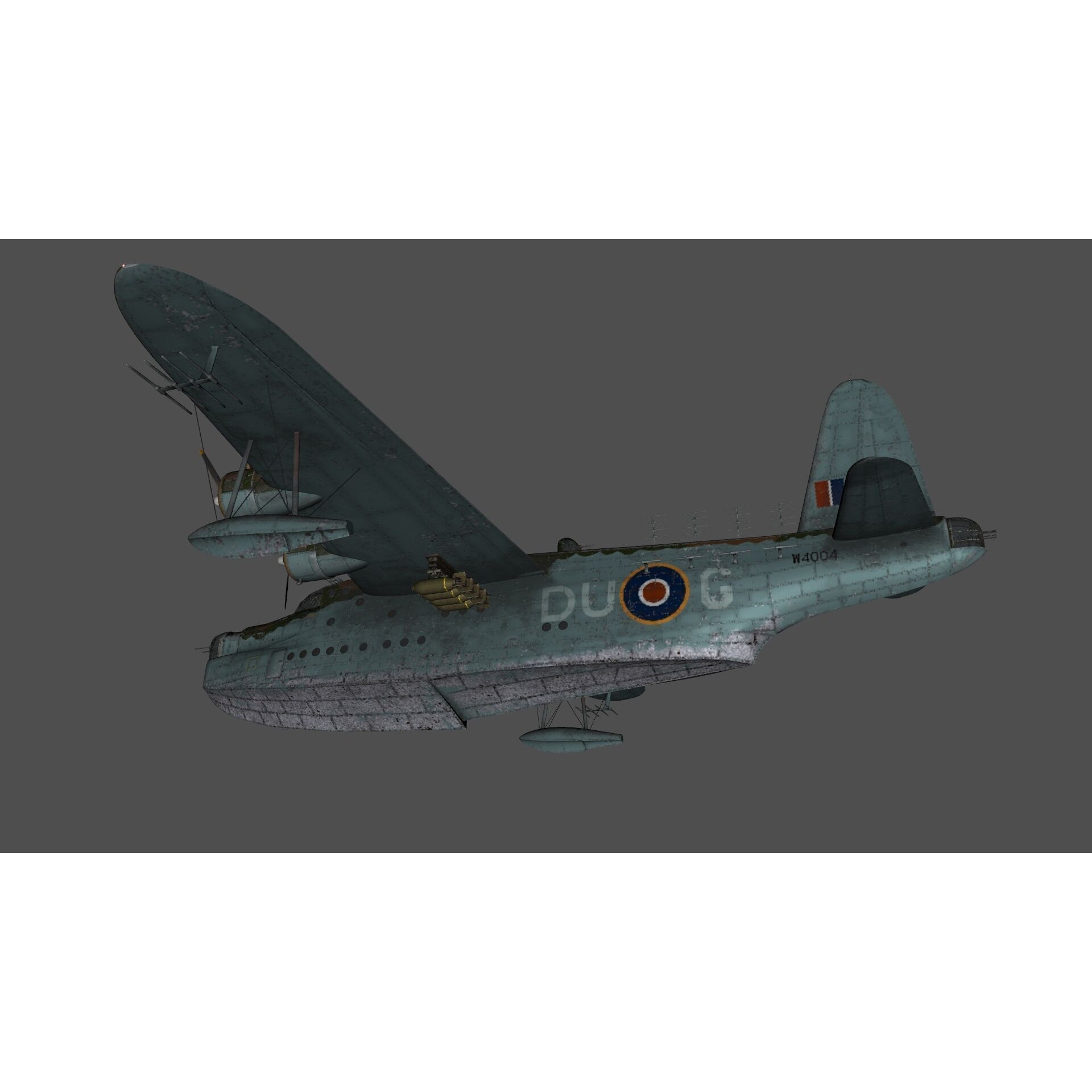 Short S.25 Sunderland - Low-Poly Game-Ready 3D Model - View 20