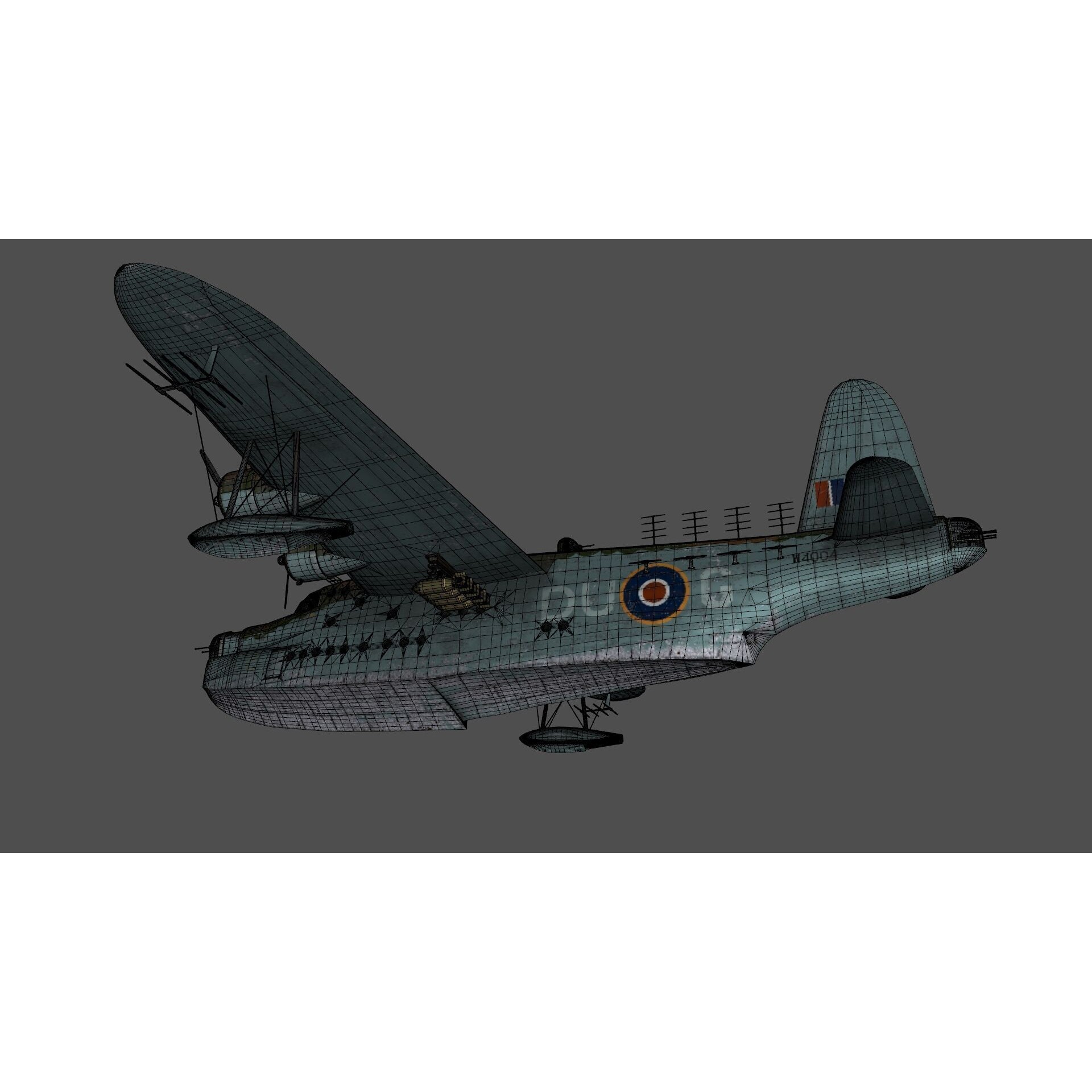 Short S.25 Sunderland - Low-Poly Game-Ready 3D Model - View 22