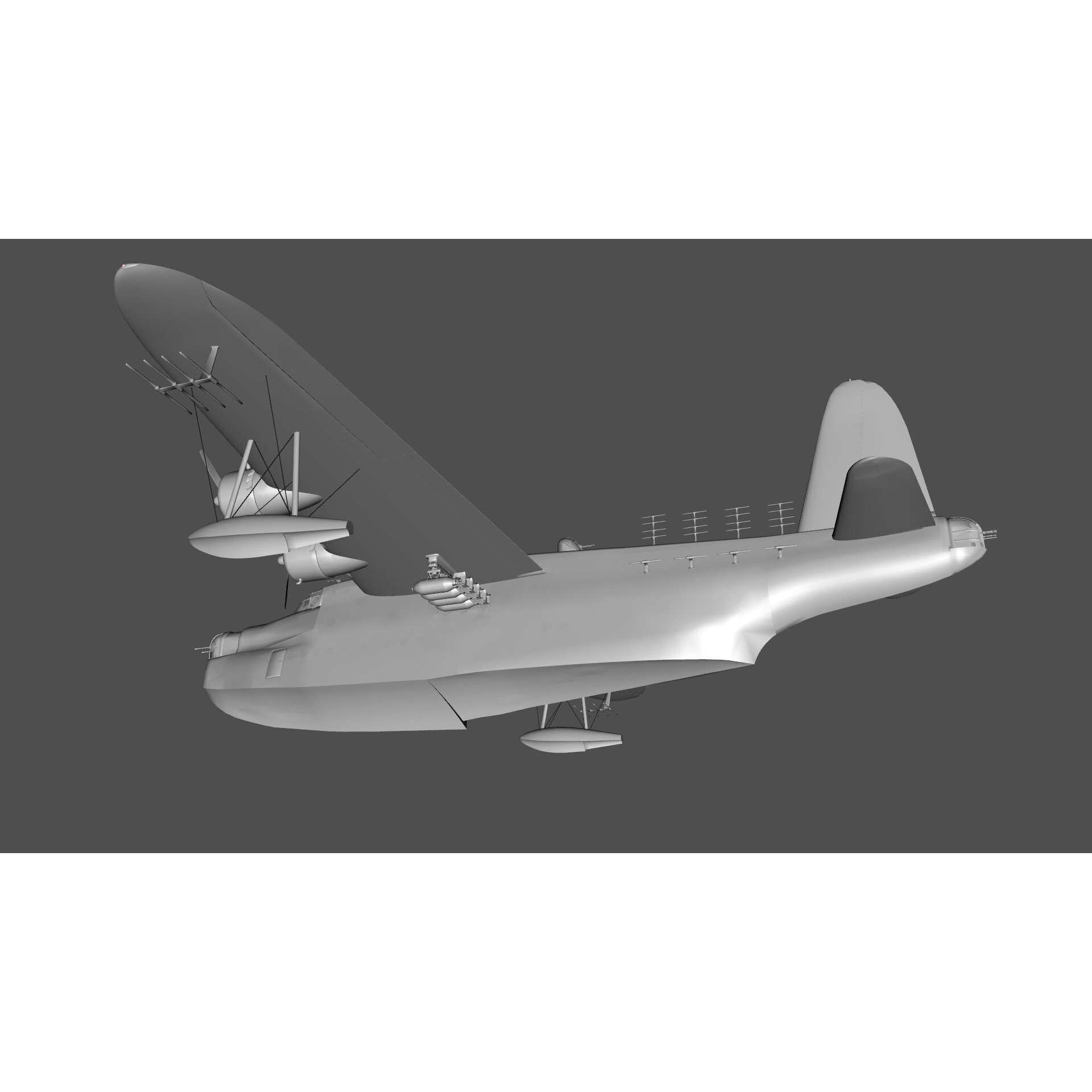 Short S.25 Sunderland - Low-Poly Game-Ready 3D Model - View 23