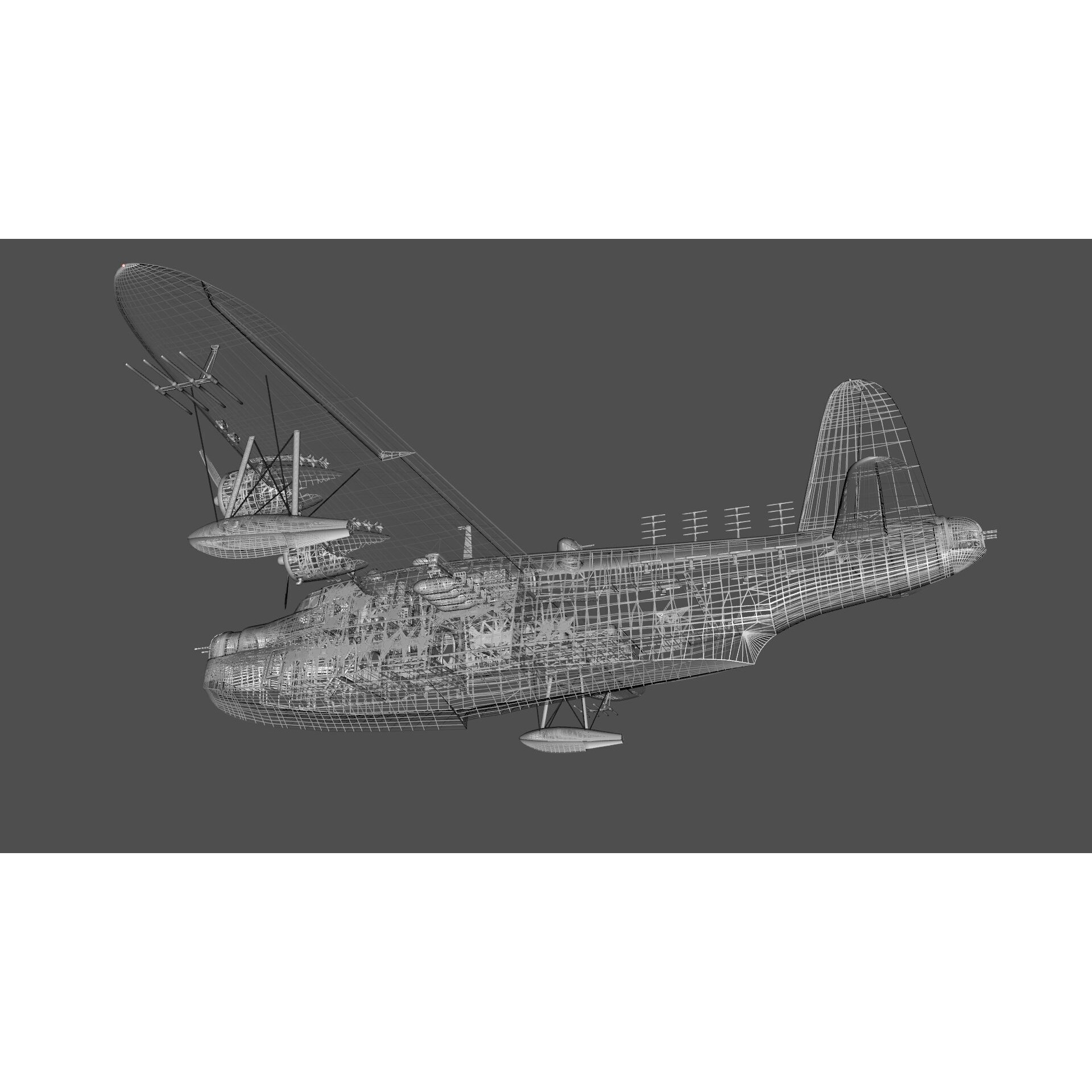 Short S.25 Sunderland - Low-Poly Game-Ready 3D Model - View 24