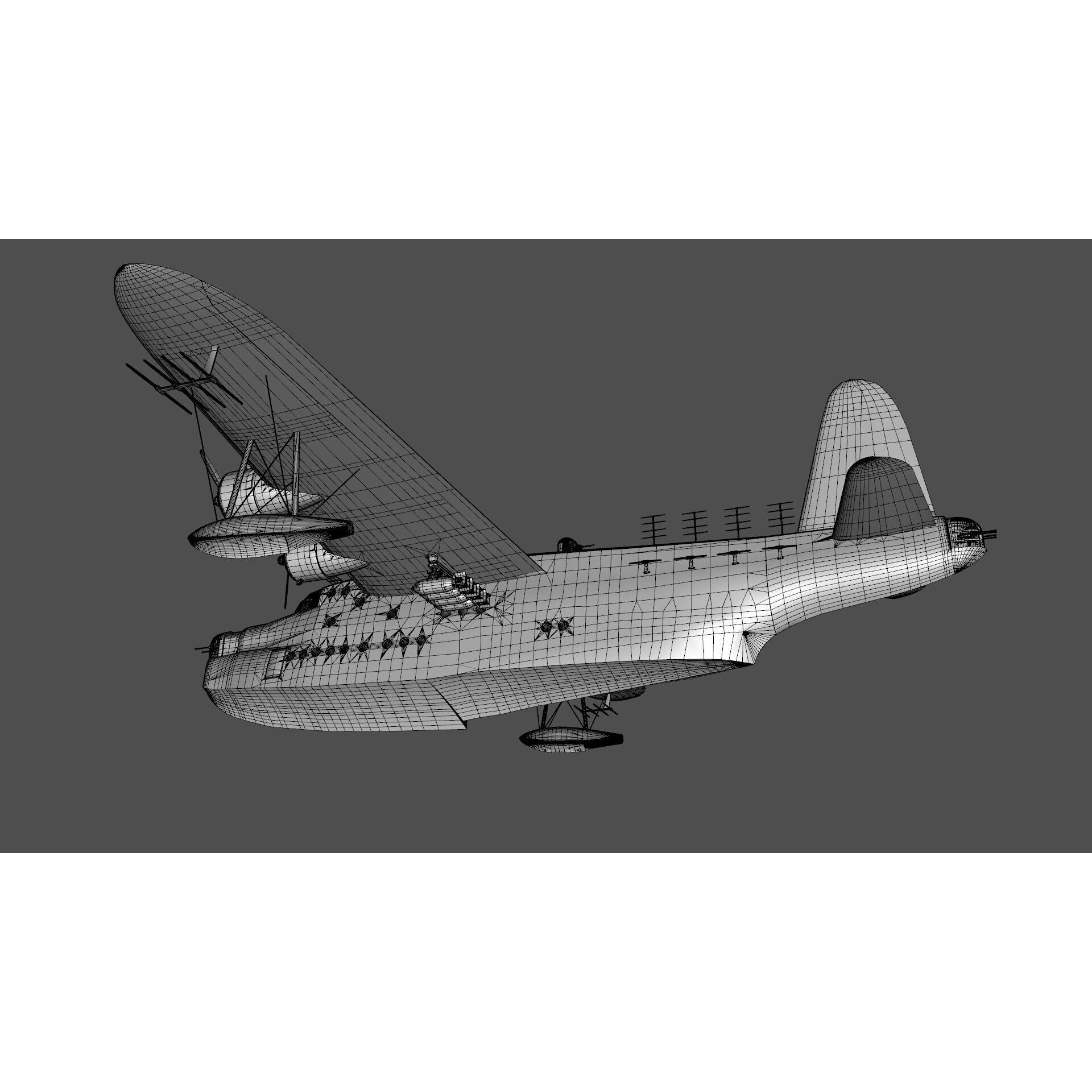 Short S.25 Sunderland - Low-Poly Game-Ready 3D Model - View 25
