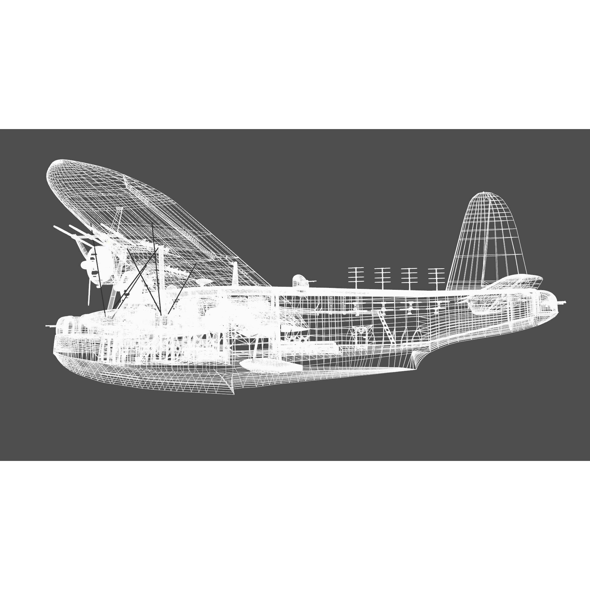 Short S.25 Sunderland - Low-Poly Game-Ready 3D Model - View 27