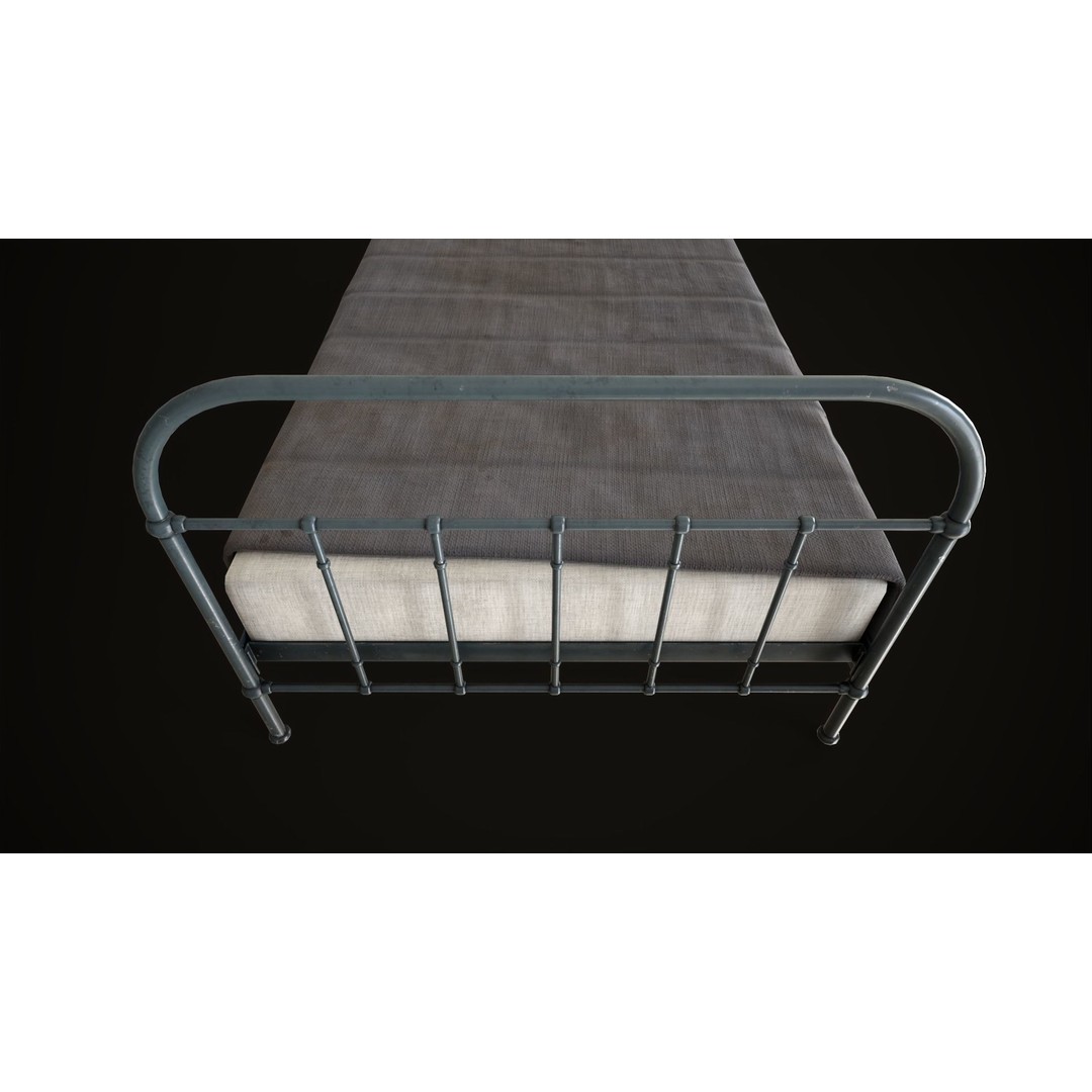 Old Metal Bed 3D Model – Low Poly Game Asset, FBX, PBR Textures - View 18