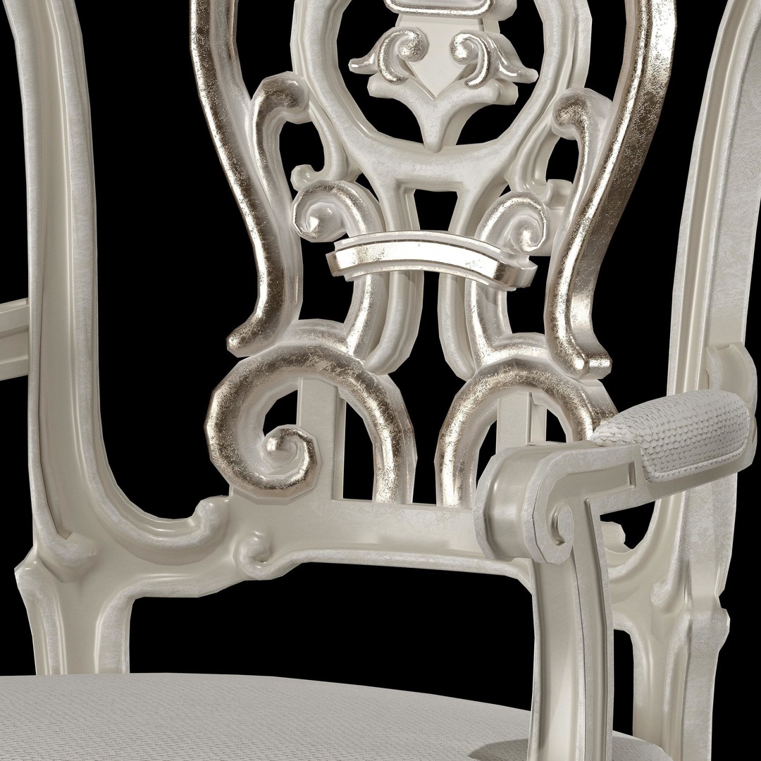 Rococo Table and Chairs Set 3D Model – Classic Furniture Asset, FBX - View 14
