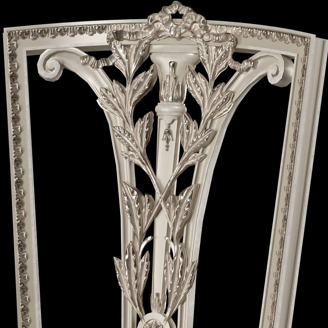 Rococo Table and Chairs Set 3D Model – Classic Furniture Asset, FBX - View 8