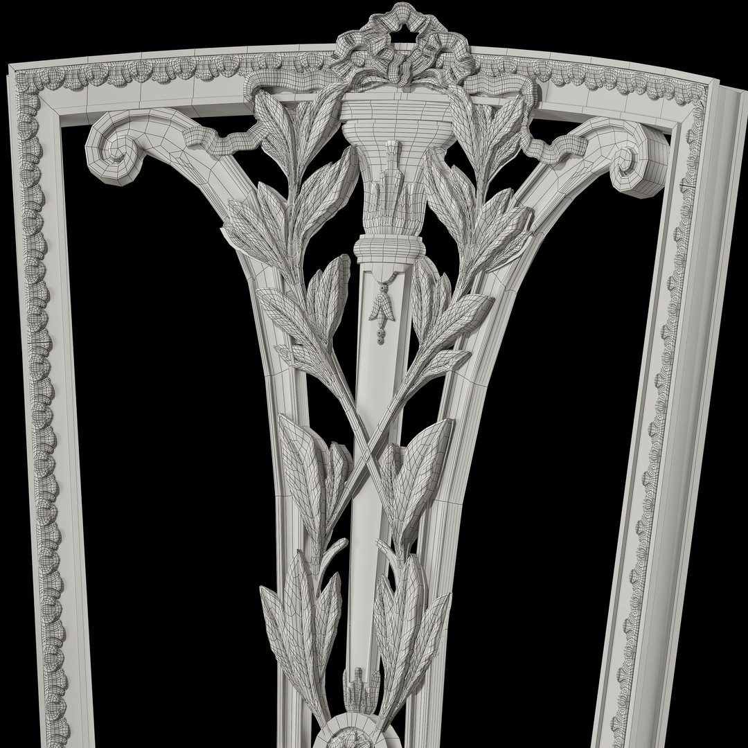 Rococo Table and Chairs Set 3D Model – Classic Furniture Asset, FBX - View 9