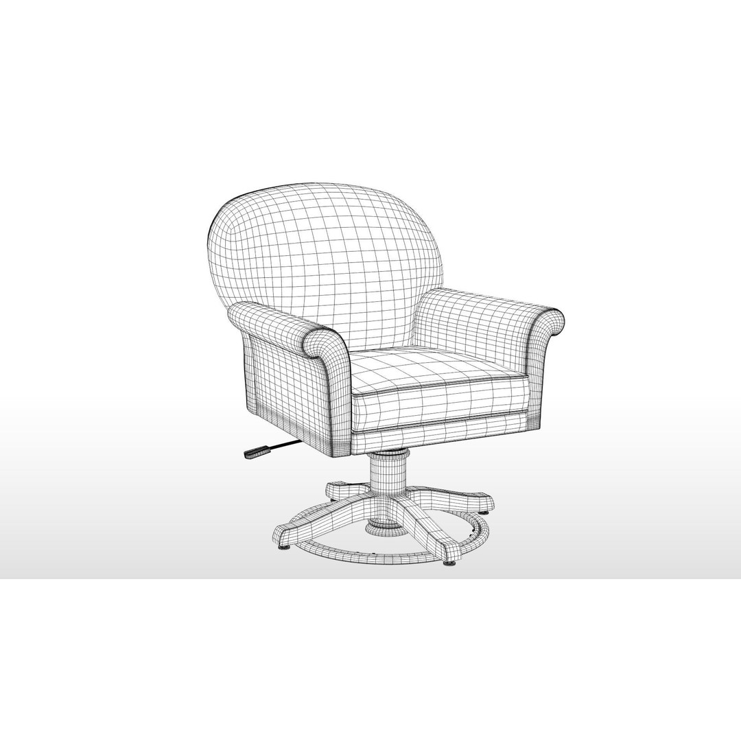 Floral Swivel Chair 3D Model – PBR Furniture Asset, FBX - View 17