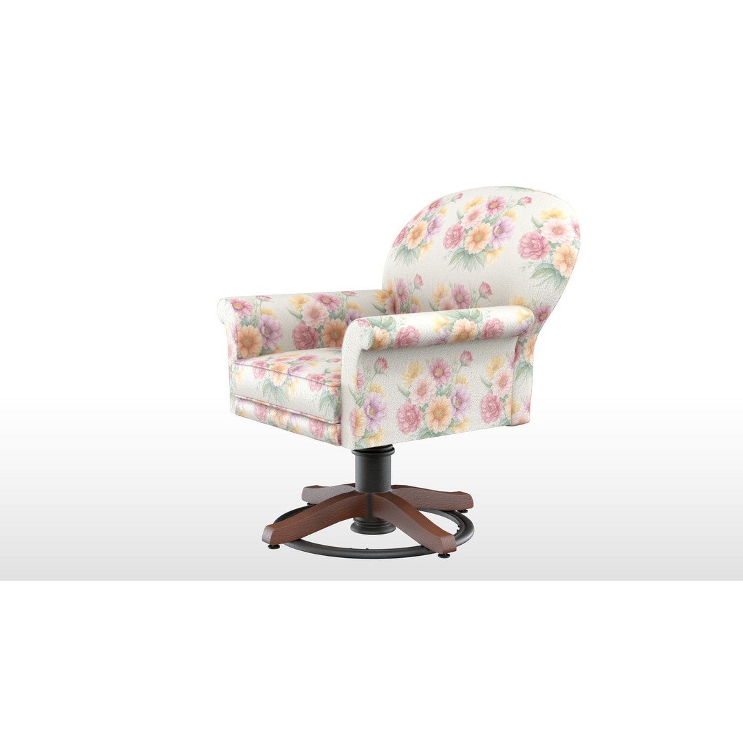 Floral Swivel Chair 3D Model – PBR Furniture Asset, FBX - View 3