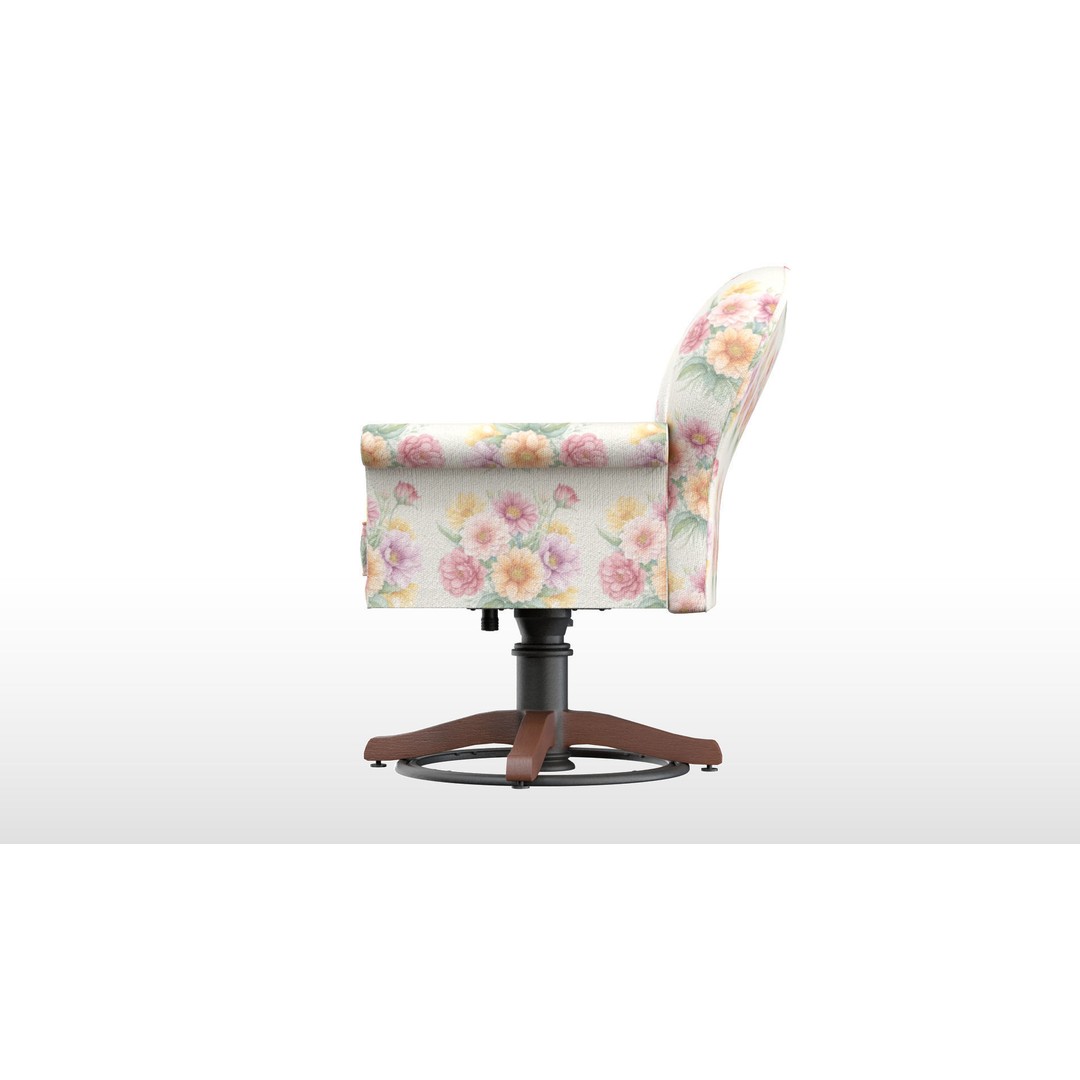 Floral Swivel Chair 3D Model – PBR Furniture Asset, FBX - View 4