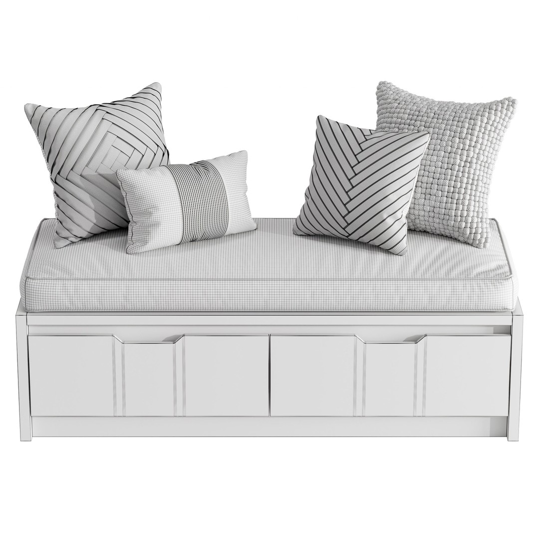 Seat Pillows 3D Model – Cozy Cushions for Window Seats, FBX - View 3