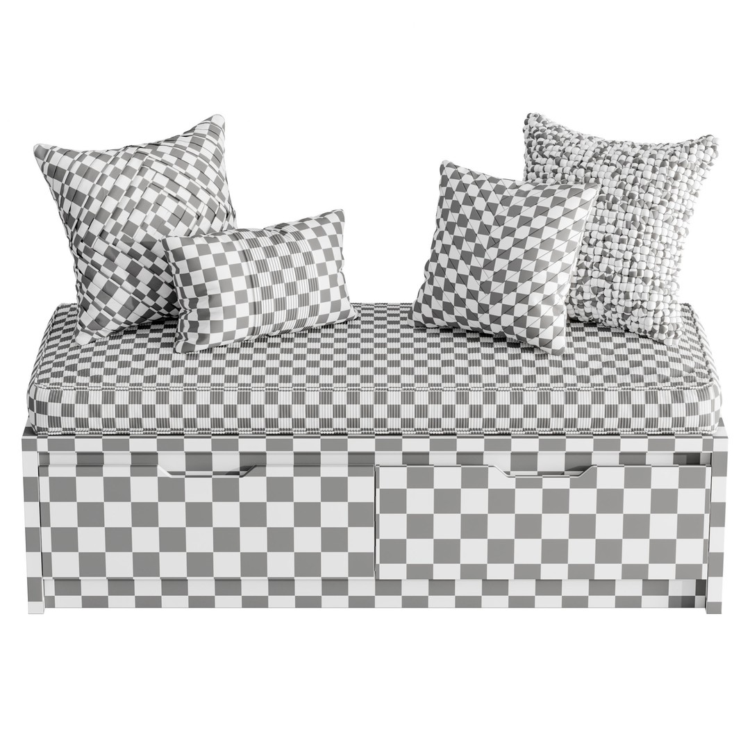 Seat Pillows 3D Model – Cozy Cushions for Window Seats, FBX - View 4