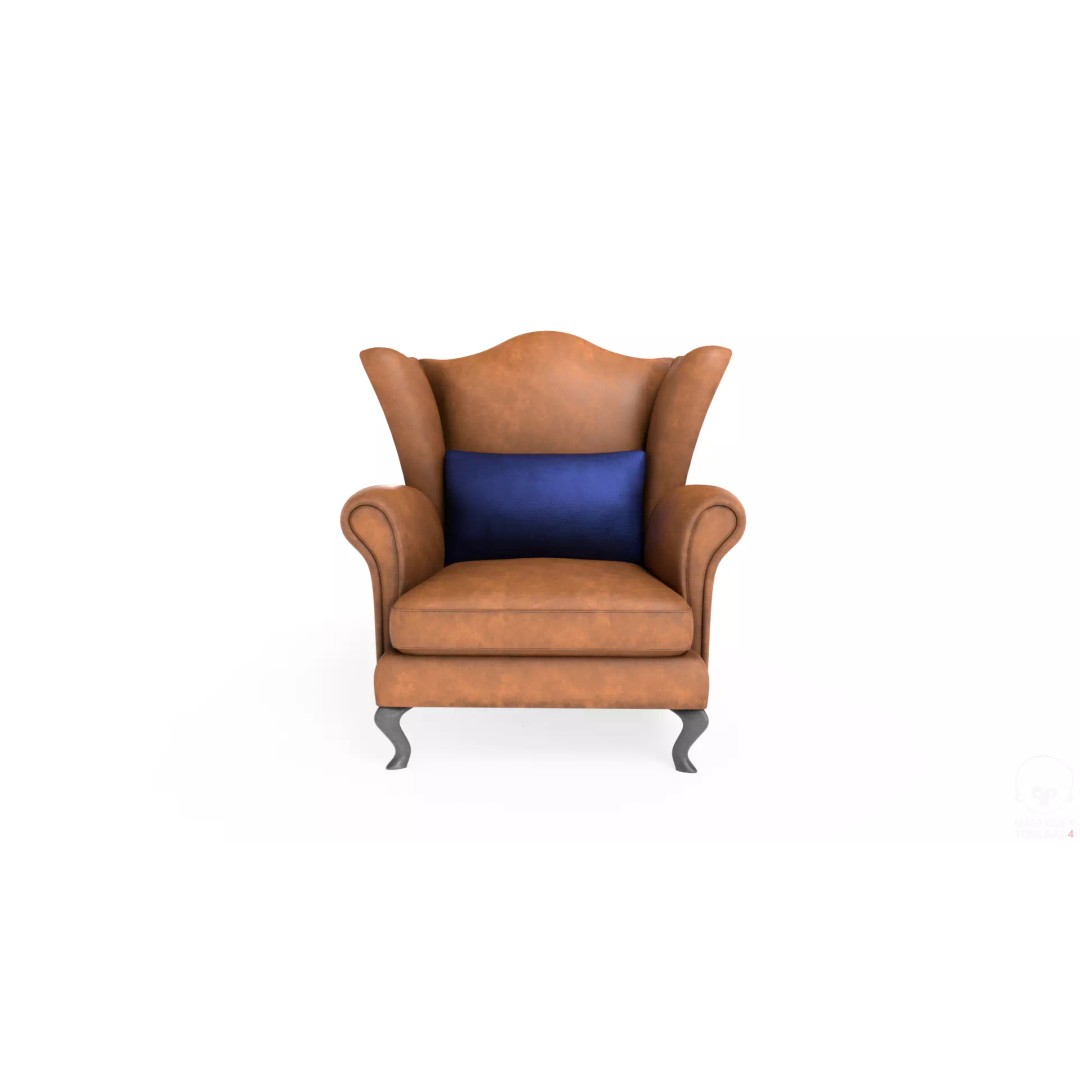 Wingback Chair 3D Model – Low Poly Furniture Asset, FBX - View 2