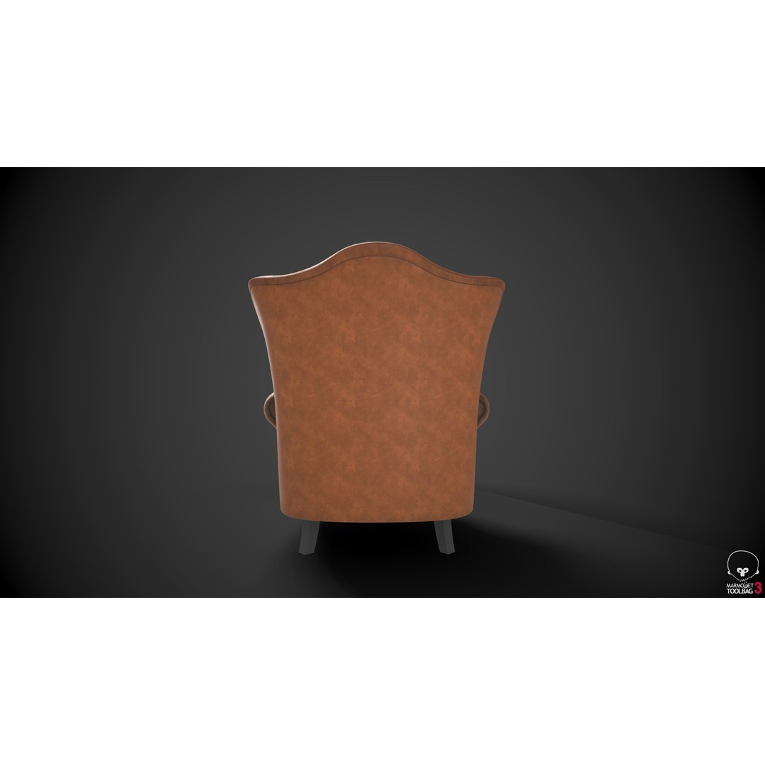 Wingback Chair 3D Model – Low Poly Furniture Asset, FBX - View 7