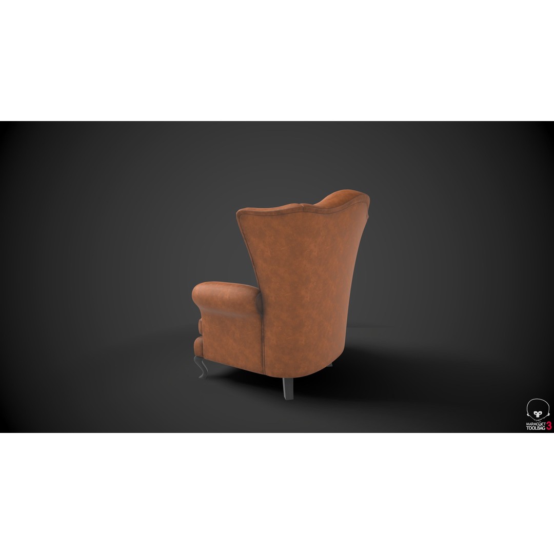 Wingback Chair 3D Model – Low Poly Furniture Asset, FBX - View 8