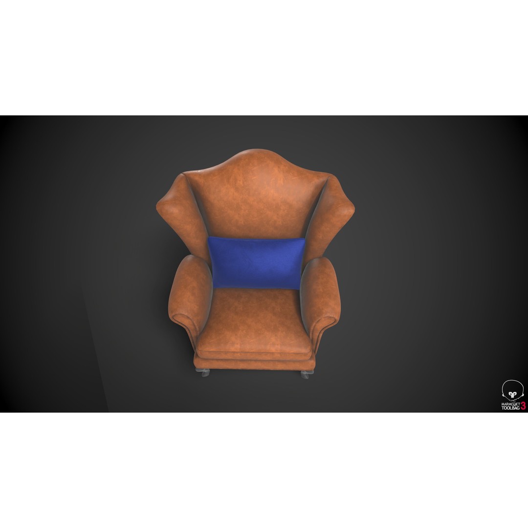 Wingback Chair 3D Model – Low Poly Furniture Asset, FBX - View 9