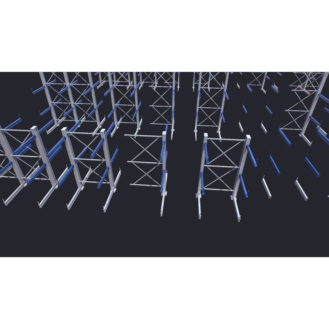 Warehouse Heavy Racks 3D Model – Low Poly Game Asset, FBX - View 10