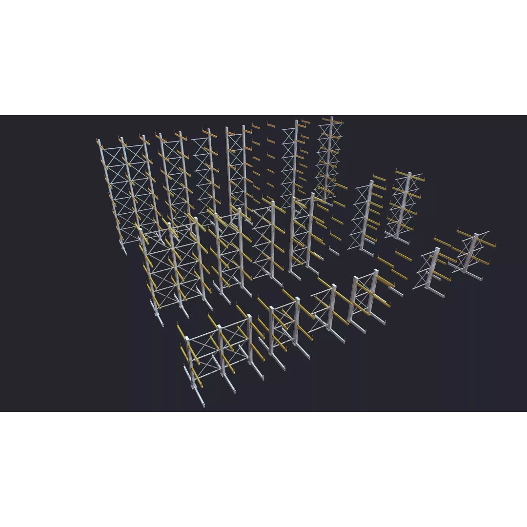 Warehouse Heavy Racks 3D Model – Low Poly Game Asset, FBX - View 2