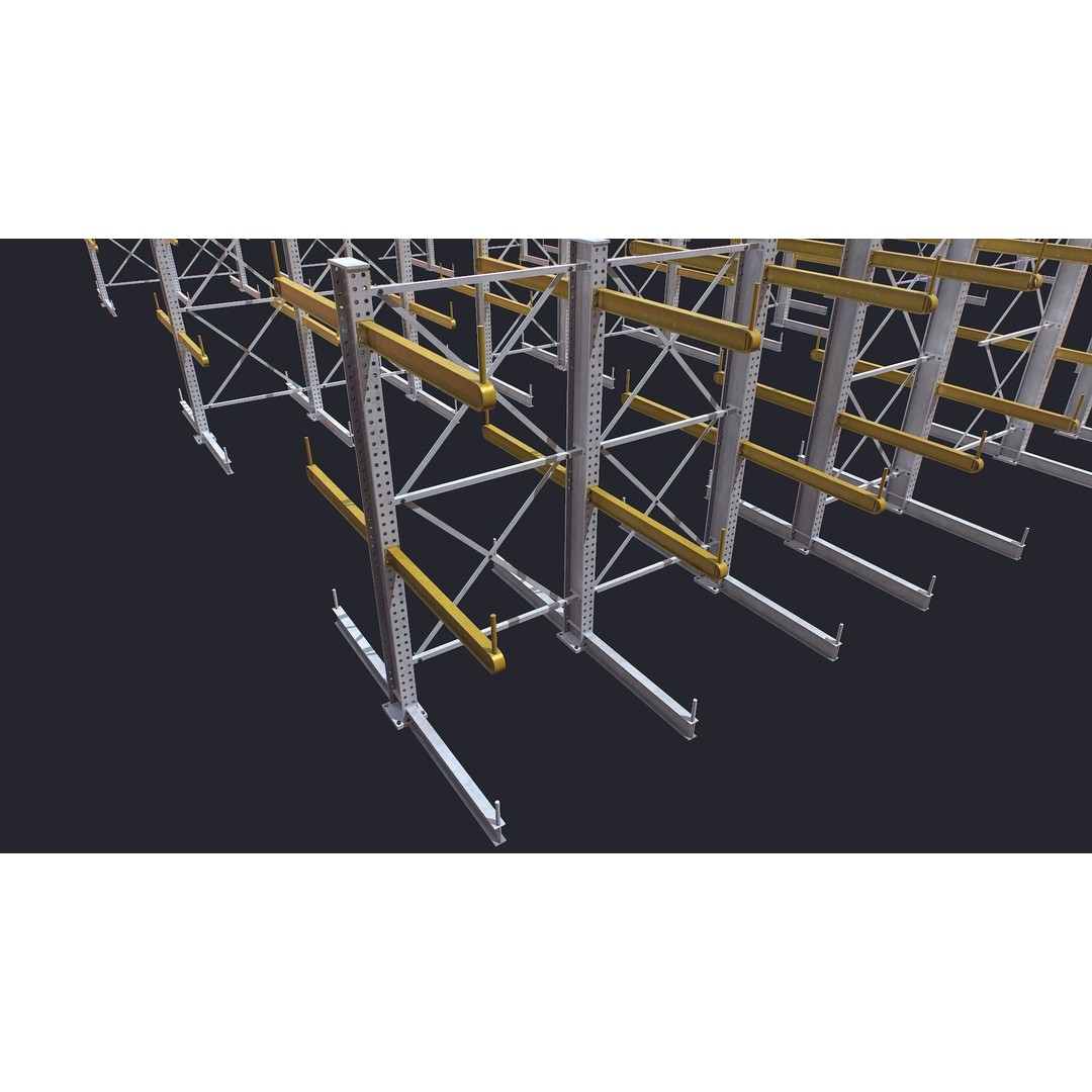 Warehouse Heavy Racks 3D Model – Low Poly Game Asset, FBX - View 3