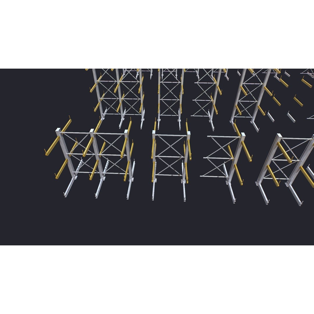 Warehouse Heavy Racks 3D Model – Low Poly Game Asset, FBX - View 4