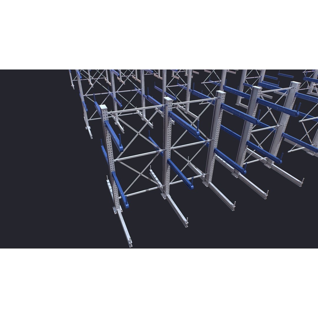 Warehouse Heavy Racks 3D Model – Low Poly Game Asset, FBX - View 9