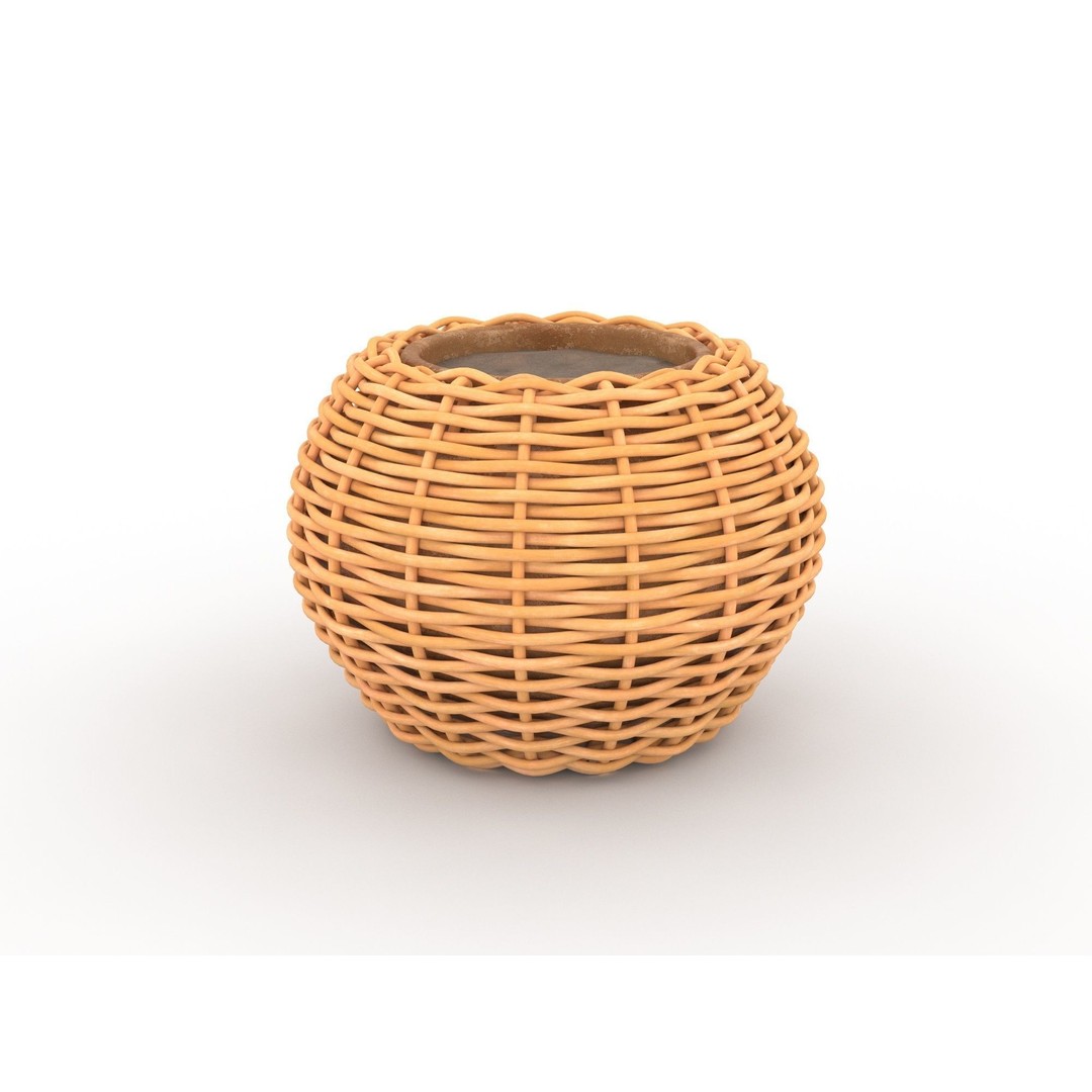 Woven Stone Flower Pot 3D Model – PBR Interior Decoration, FBX, OBJ - View 4