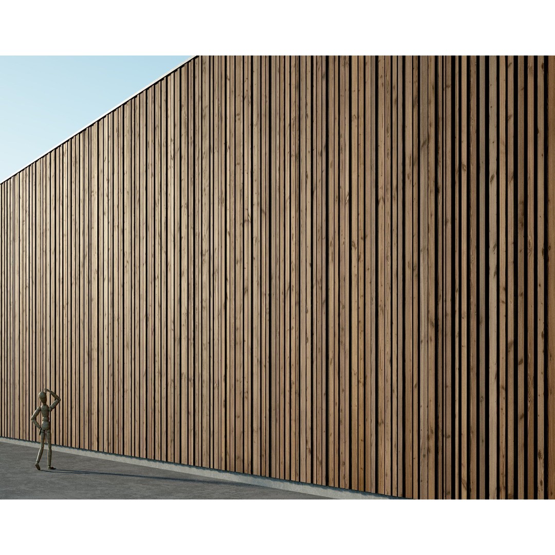 Wood Facade 3D Model – Timber Cladding PBR Textures, 8K Seamless - View 10