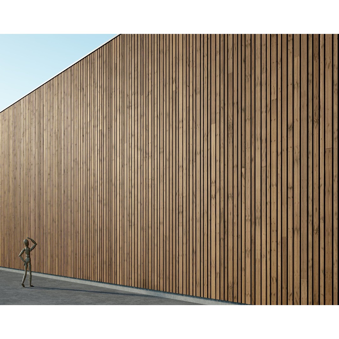 Wood Facade 3D Model – Timber Cladding PBR Textures, 8K Seamless - View 14