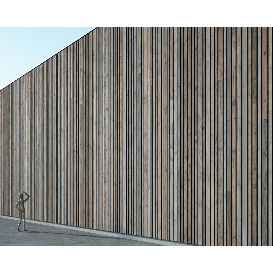Wood Facade 3D Model – Timber Cladding PBR Textures, 8K Seamless - View 16