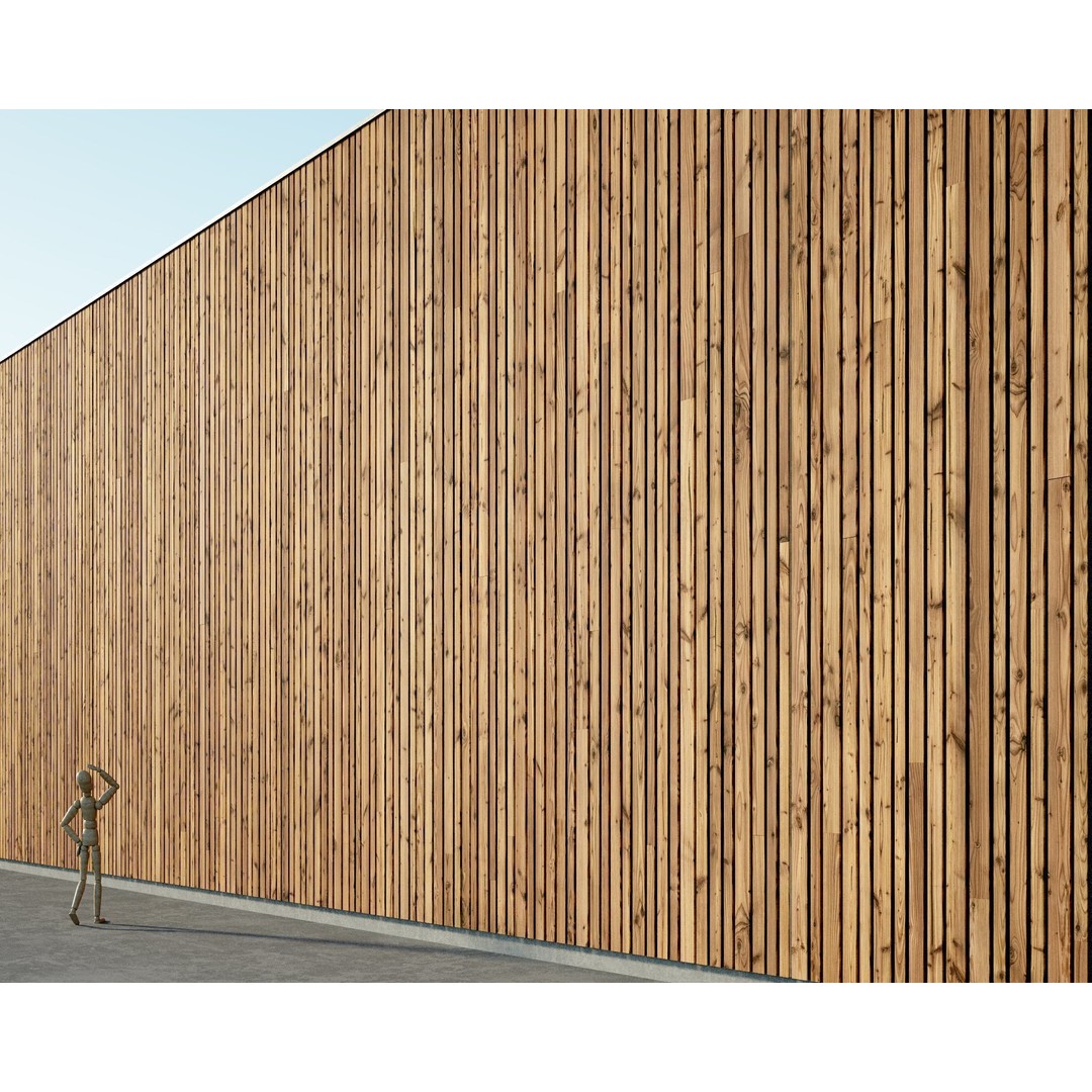 Wood Facade 3D Model – Timber Cladding PBR Textures, 8K Seamless - View 20