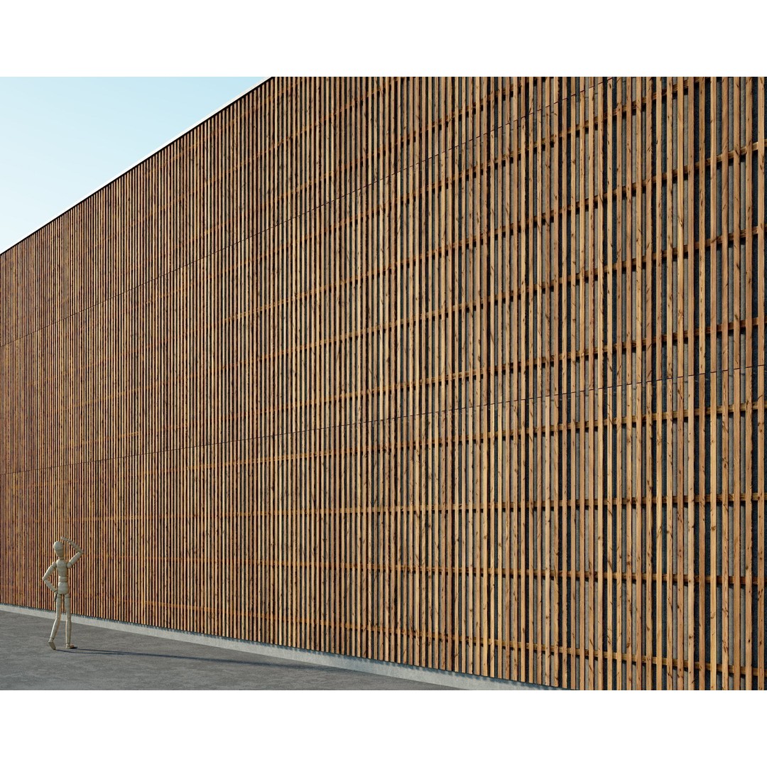 Wood Facade 3D Model – Timber Cladding PBR Textures, 8K Seamless - View 22