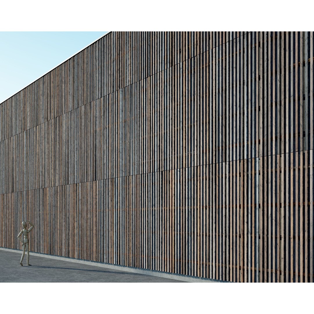 Wood Facade 3D Model – Timber Cladding PBR Textures, 8K Seamless - View 24