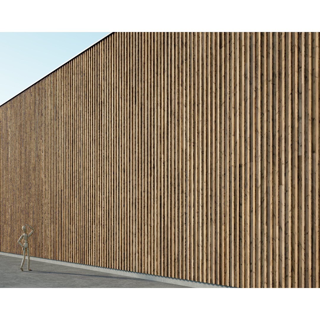 Wood Facade 3D Model – Timber Cladding PBR Textures, 8K Seamless - View 26