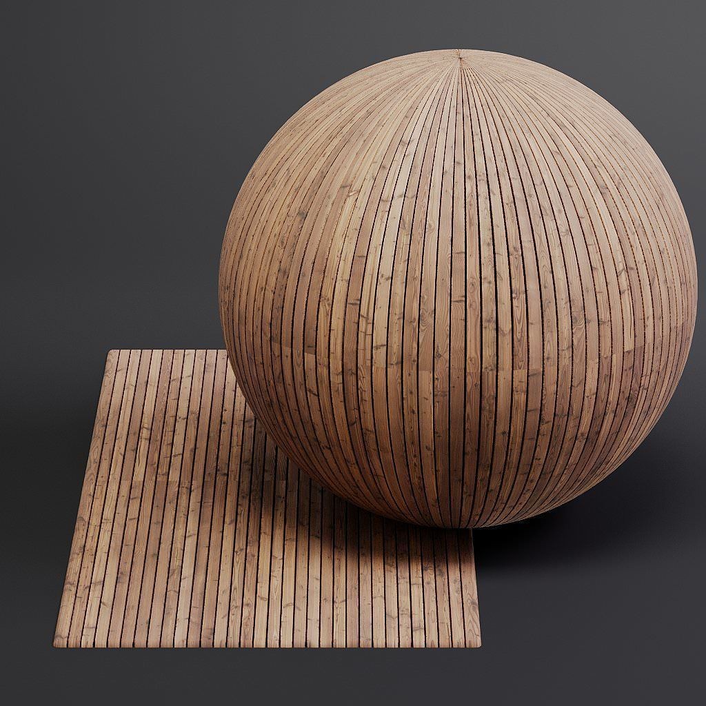 Wood Facade 3D Model – Timber Cladding PBR Textures, 8K Seamless - View 3