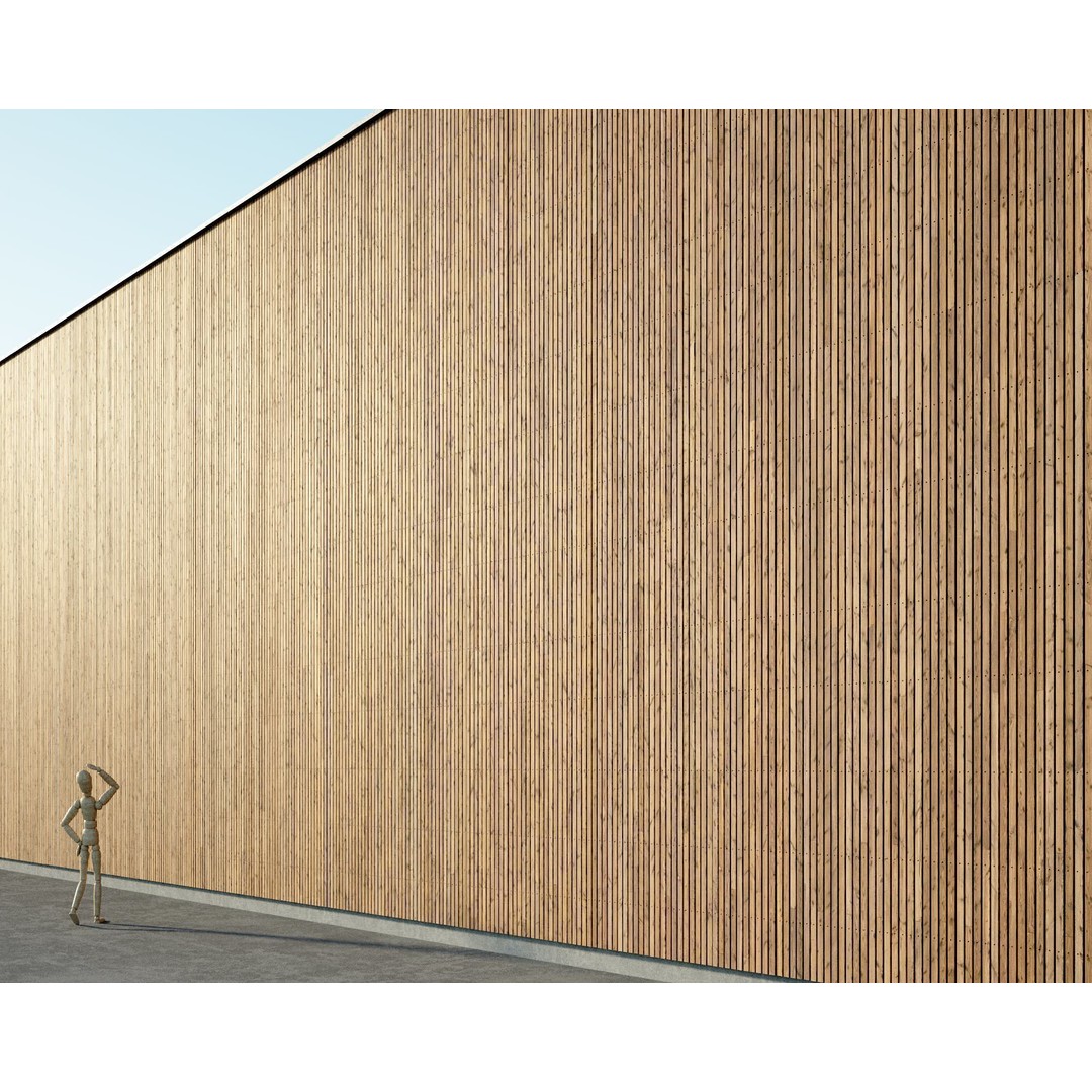 Wood Facade 3D Model – Timber Cladding PBR Textures, 8K Seamless - View 32