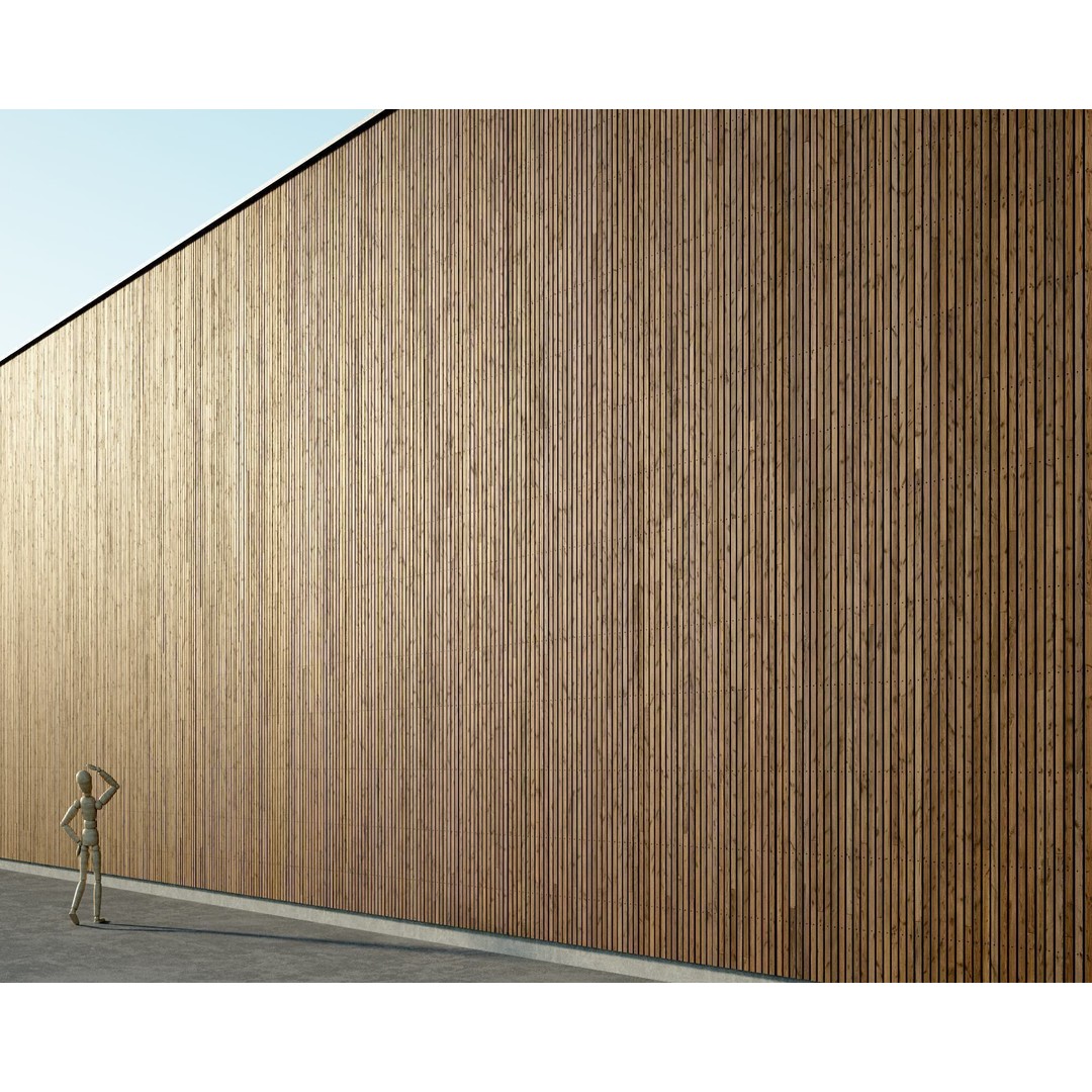Wood Facade 3D Model – Timber Cladding PBR Textures, 8K Seamless - View 34