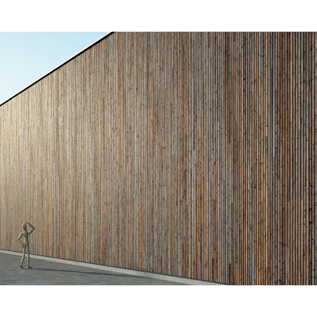 Wood Facade 3D Model – Timber Cladding PBR Textures, 8K Seamless - View 36