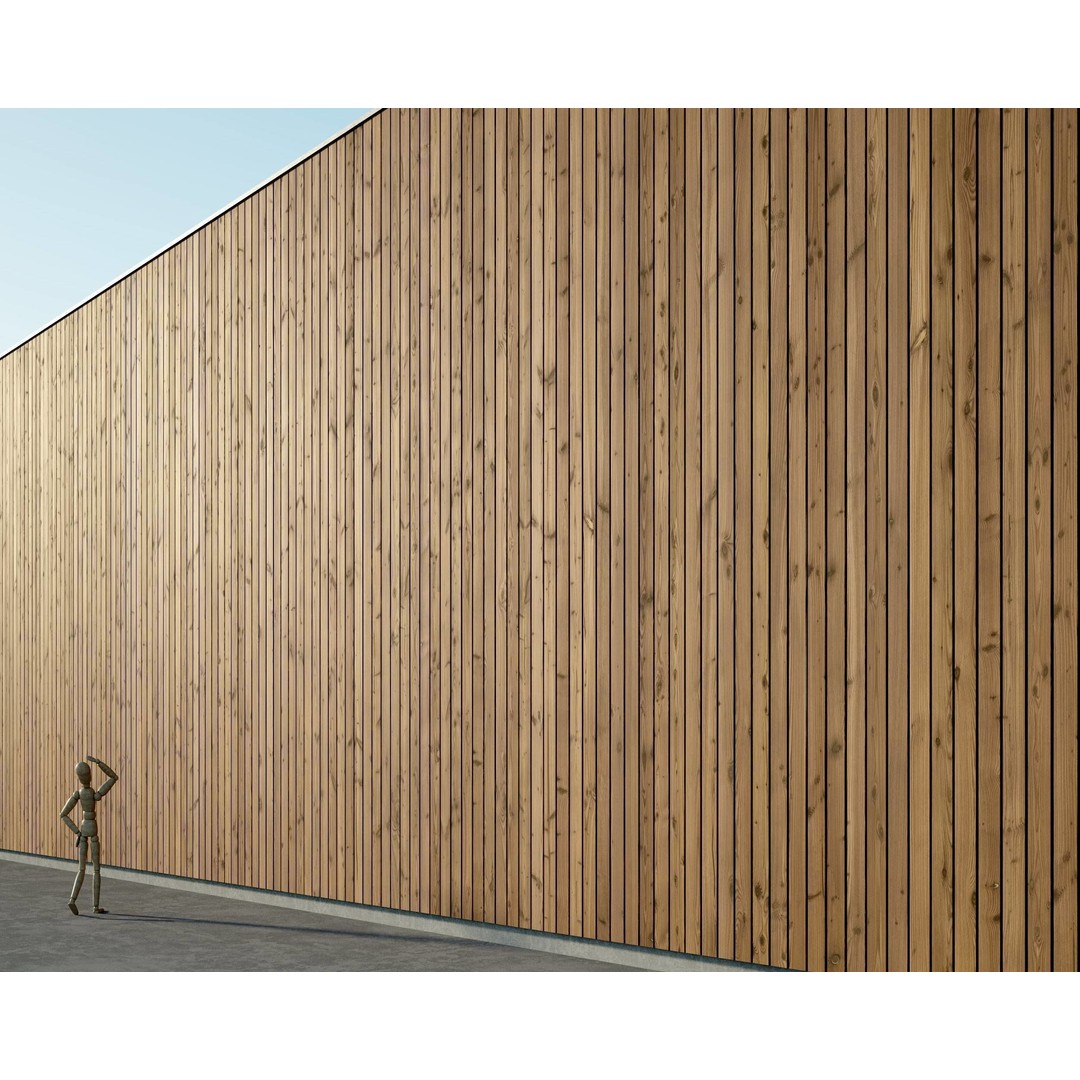 Wood Facade 3D Model – Timber Cladding PBR Textures, 8K Seamless - View 4