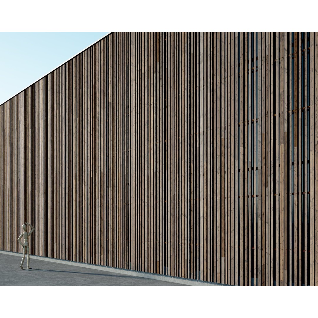 Wood Facade 3D Model – Timber Cladding PBR Textures, 8K Seamless - View 40