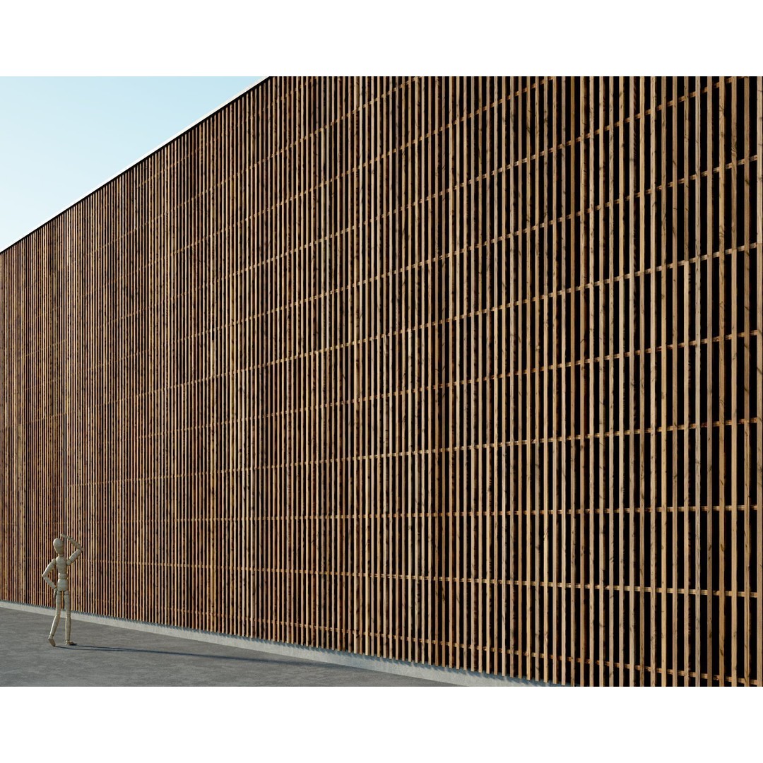 Wood Facade 3D Model – Timber Cladding PBR Textures, 8K Seamless - View 44