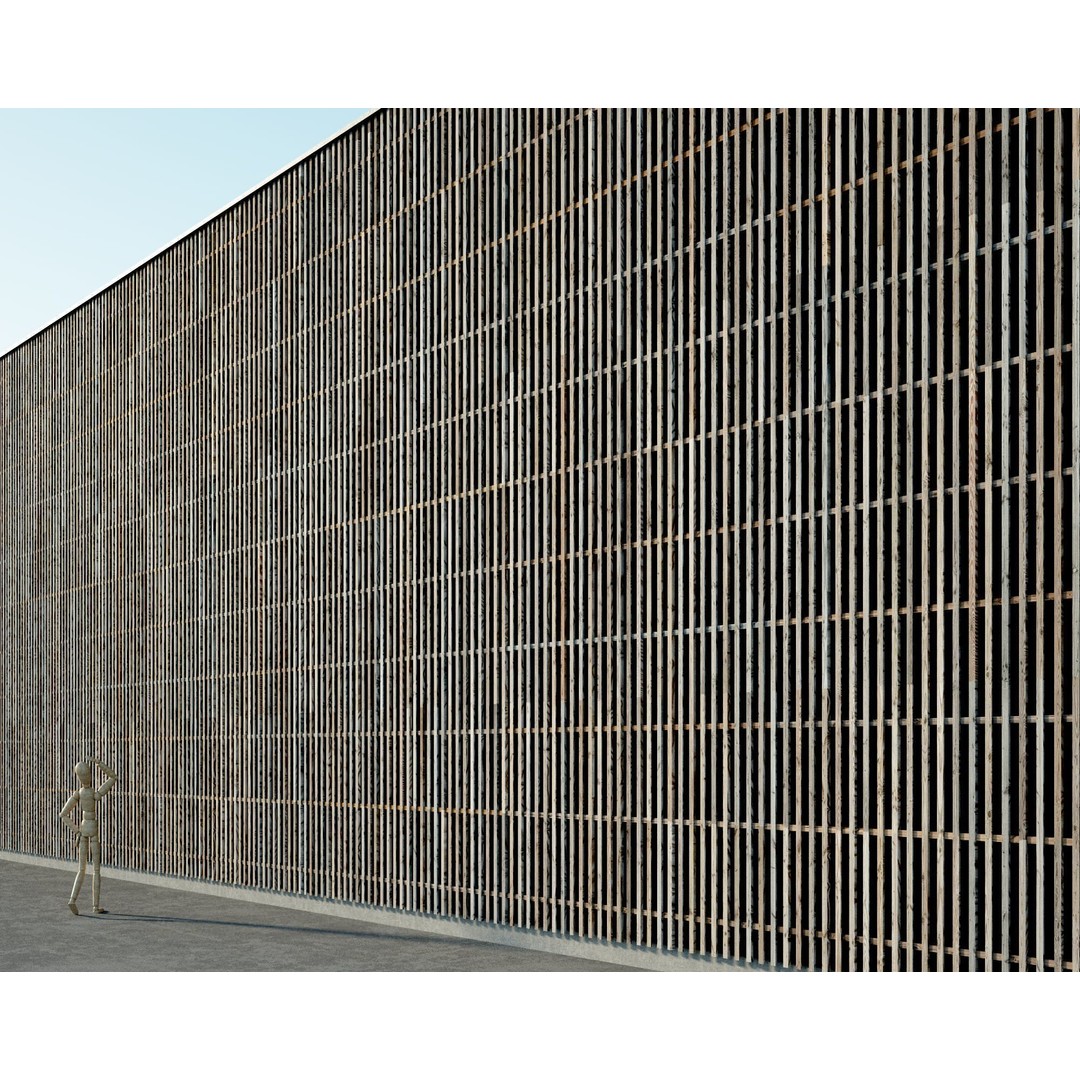 Wood Facade 3D Model – Timber Cladding PBR Textures, 8K Seamless - View 48