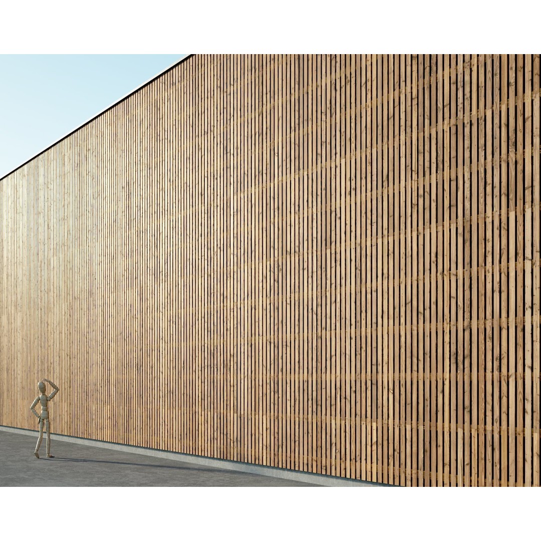 Wood Facade 3D Model – Timber Cladding PBR Textures, 8K Seamless - View 50