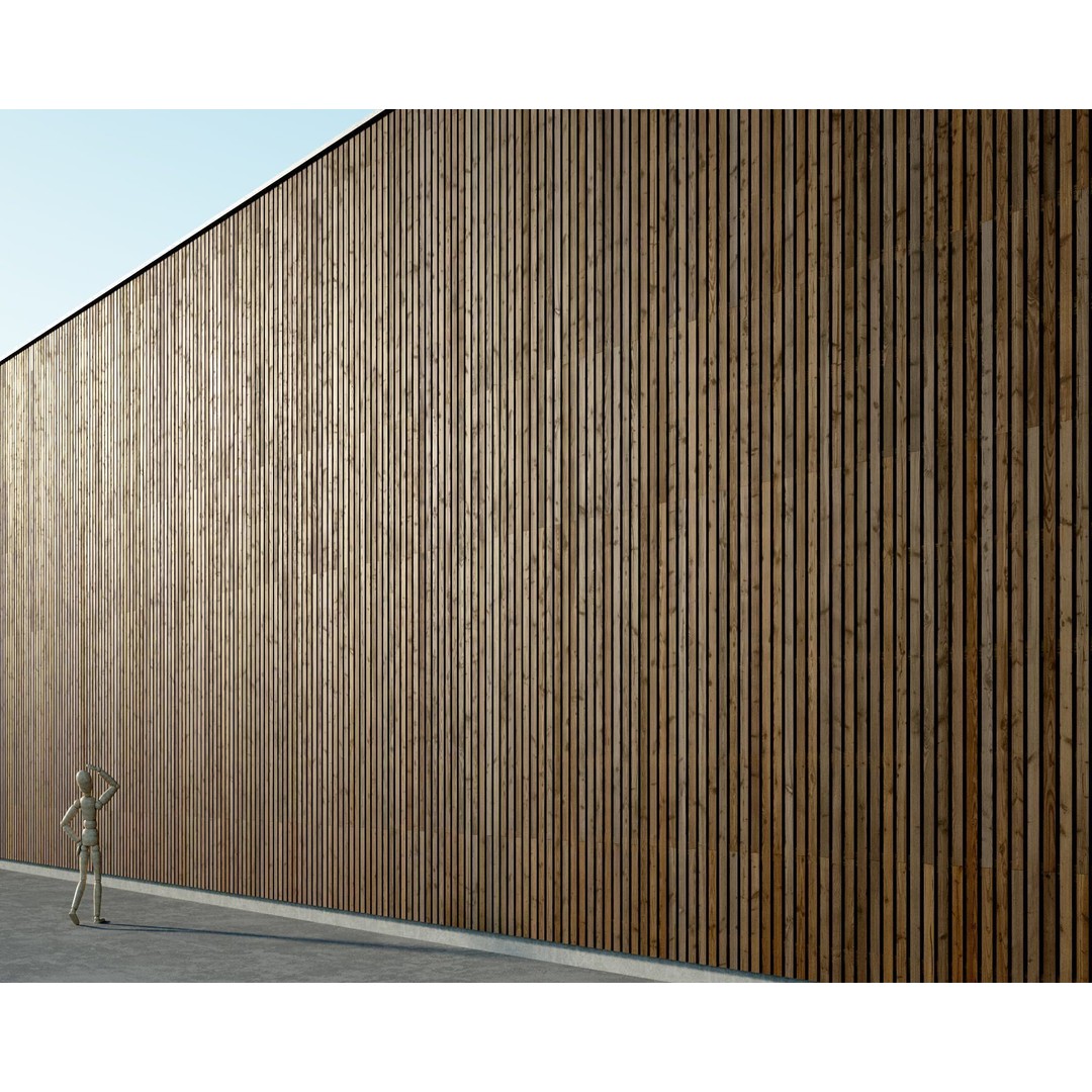 Wood Facade 3D Model – Timber Cladding PBR Textures, 8K Seamless - View 52