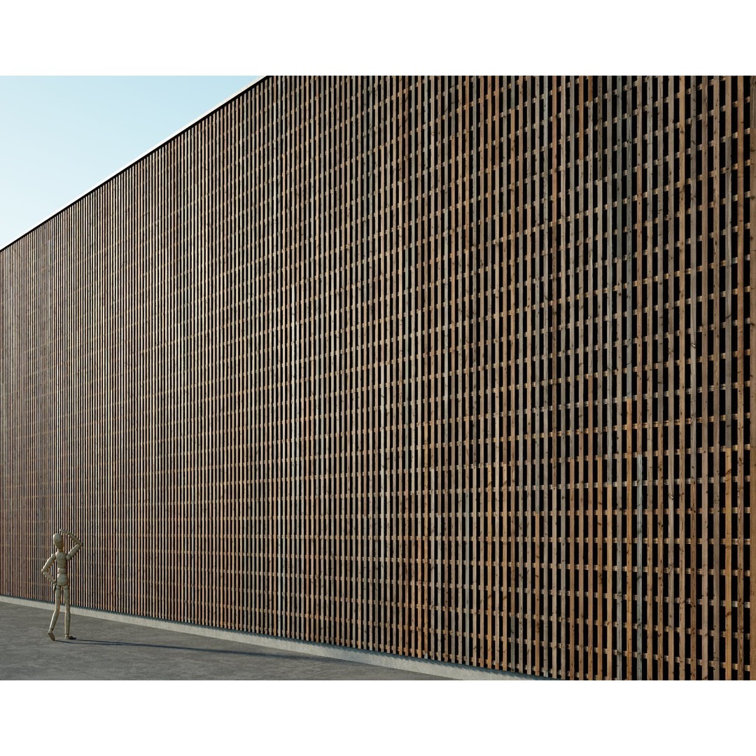 Wood Facade 3D Model – Timber Cladding PBR Textures, 8K Seamless - View 58