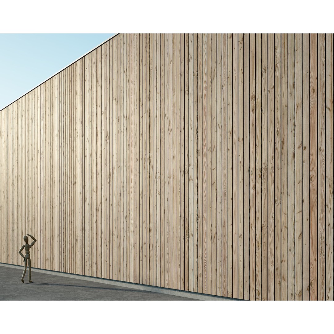 Wood Facade 3D Model – Timber Cladding PBR Textures, 8K Seamless - View 6