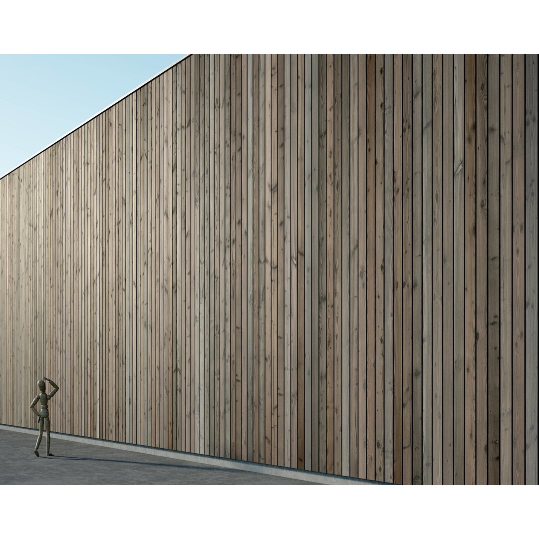 Wood Facade 3D Model – Timber Cladding PBR Textures, 8K Seamless - View 8