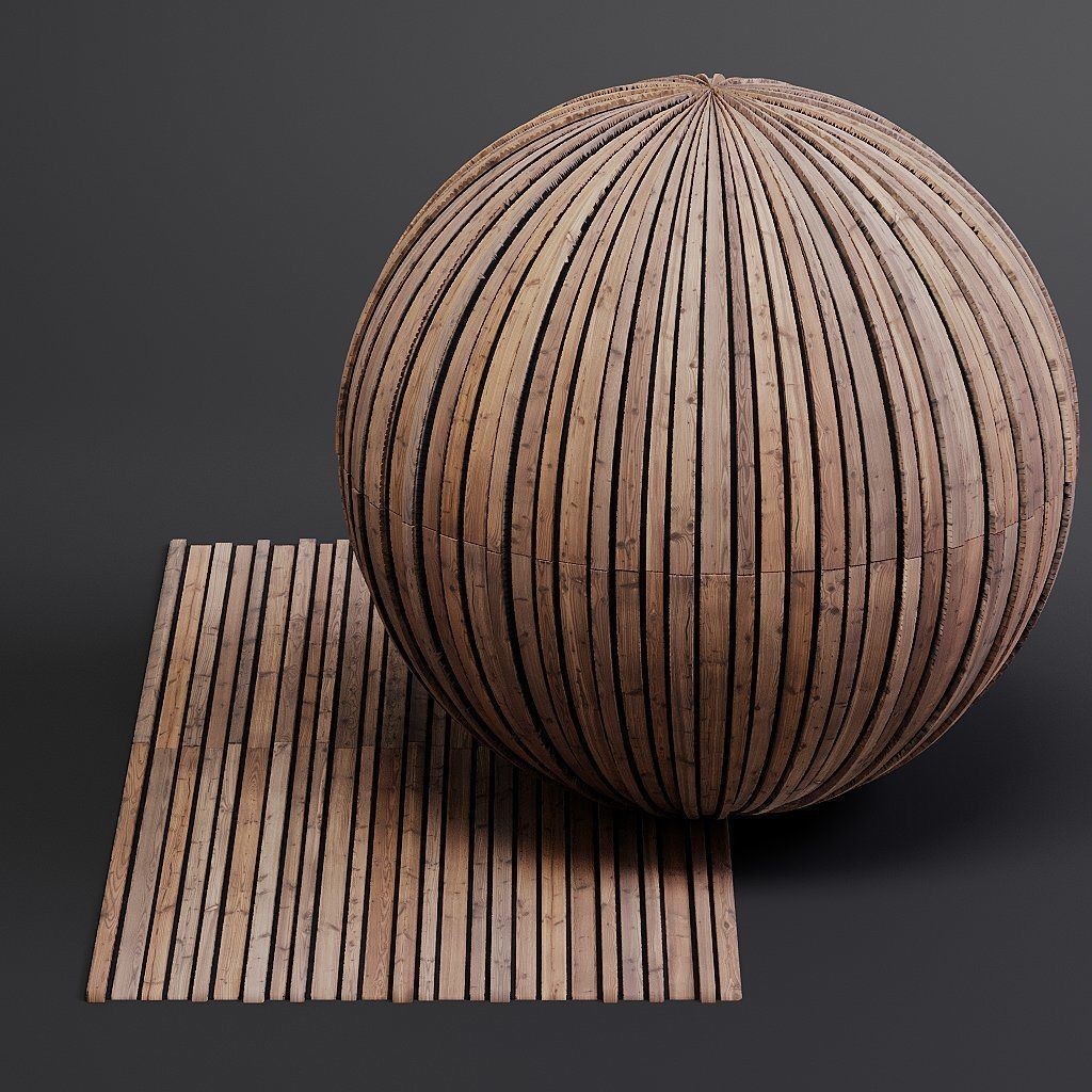 Wood Facade 3D Model – Timber Cladding PBR Textures, 8K Seamless - View 9