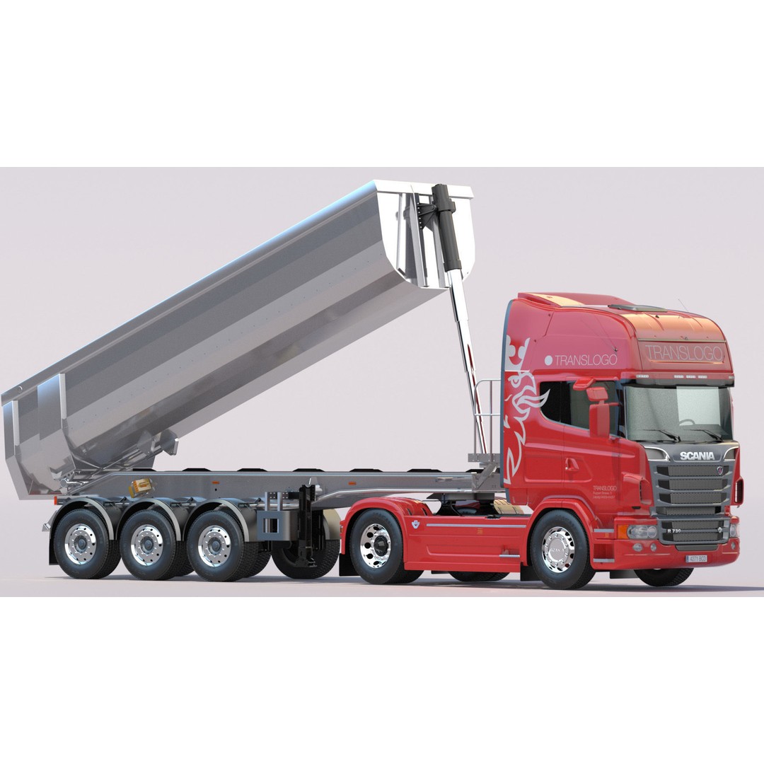Euro Truck 3D Model – Detailed Aluminium Dumper, Game-Ready FBX - View 3